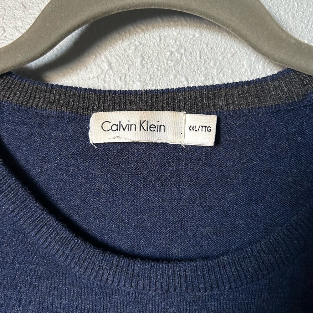 Calvin Klein Men's Blue Merino Wool Crewneck Sweater - Picture 2 of 8